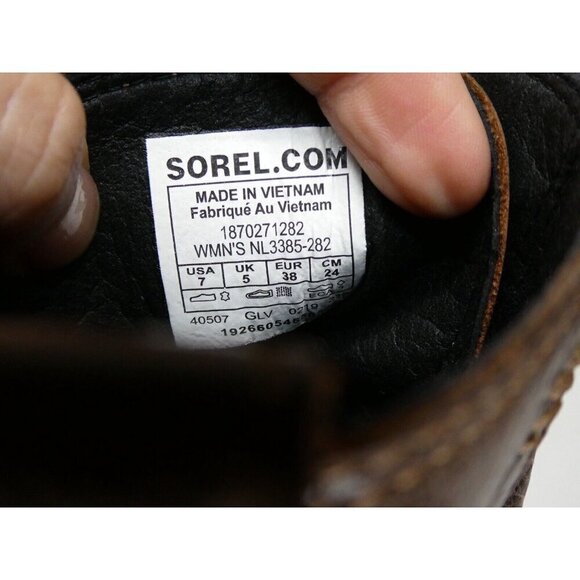 Sorel Cate Ankle Boots Women's 7 Brown Leather Lace Up Lug Block Heel Booties - Picture 10 of 11